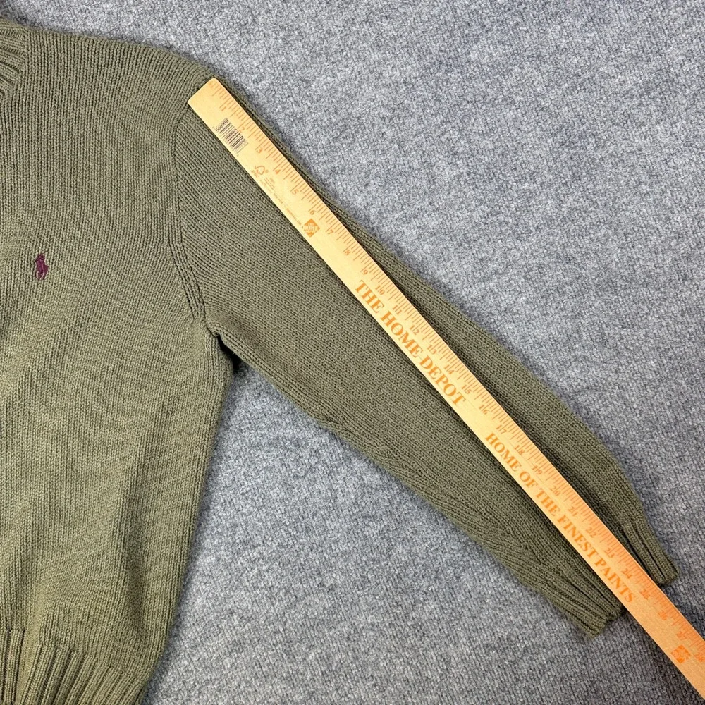 Vintage Polo Ralph Lauren Sweater Mens XL Green 1/4 Zip 4 Button Military Pony